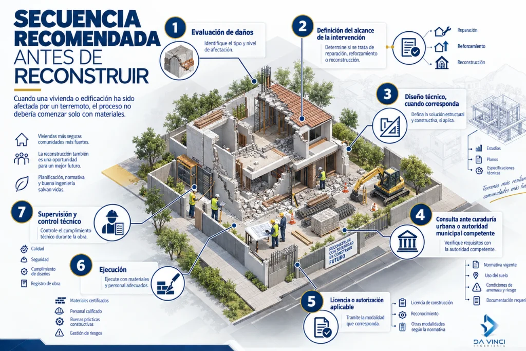 secuendia recomendada para verificar antes de reconstruir despues de un terremoto